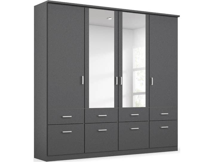 Kleiderschrank RAUCH Kleiderschrank Schrank Garderobe deckenhoher Schrank BREMEN , grau (graumetallic), B:181cm H:199cm T:58cm, Holzwerkstoff, Schränke, Kleiderschrank, in vielen Farbvariationen, inkl. Kranzblende MADE IN GERMANY