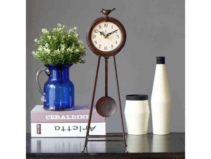 Horloge de table en forme d'oiseau, horloge de bureau rétro à pendule, horloge silencieuse pour la décoration du salon, horloge de table de luxe, horloge de bureau pour la chambre à coucher