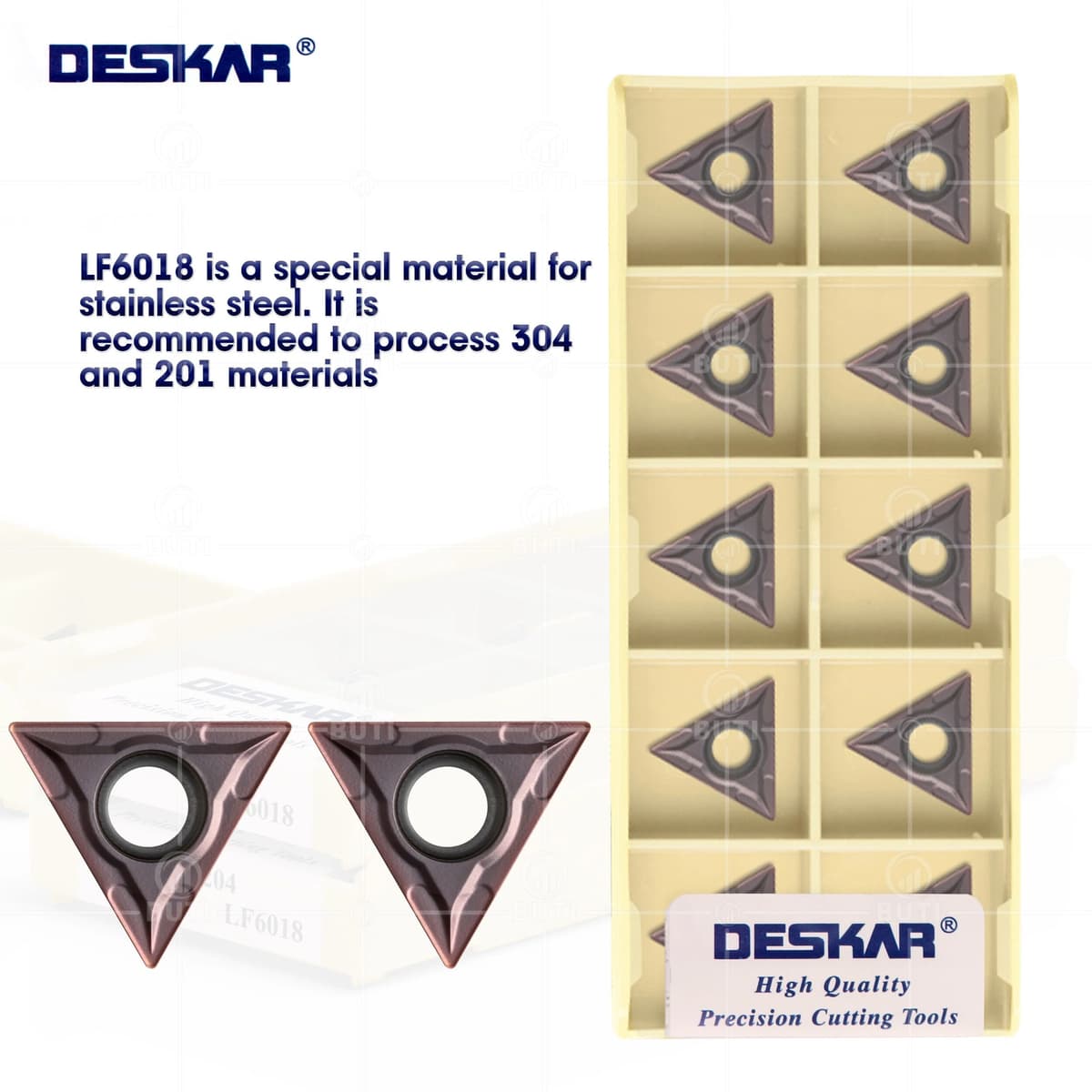NONE DESKAR 100% Original TCMT110204 TCMT110208 TCMT16T304 TCMT16T308 LF6018 Lathe Cutting Inserts Turning Tools For Stainless Steel