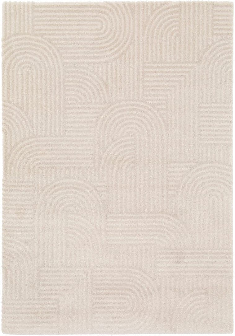 Mikado Living High-pile Geometric Cream and Beige Rug with Arches Cream Rectangle 120 x 170 cm