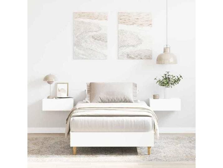 Cadre de lit simple - vidaxl - Blanc - 90x200 cm - Bois d'ingénierie - Bois d'eucalyptus massif - Contreplaqué