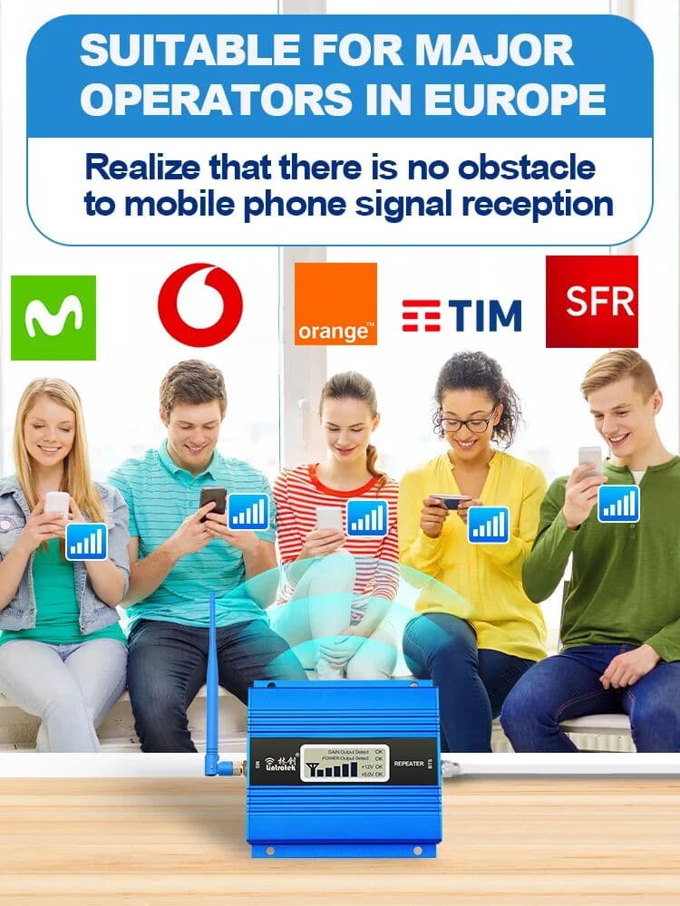 Lintratek 2G 3G 4G Cellular Amplifier GSM 900 LTE 1800 WCDMA 2100MHz CDMA 850 B5 Data Cellphone Booster Kit Antenna Repeater