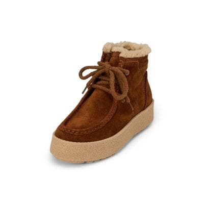 Stiefelette MARC O'POLO "aus weichem Veloursleder", Damen, Gr. 38, Kunstpelz, braun (cognac), Obermaterial: 100% Leder, unifarben, Schuhe Stiefelette