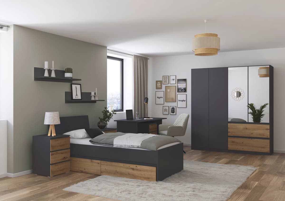 Schreibtisch RAUCH "Joel", grau (graumetallic), B:140cm T:66cm, Tische, Schreibtisch, in schlichtem Design mit grosser Ablagefläche MADE IN GERMANY graumetallic B/H/T: 140cm x 66cm