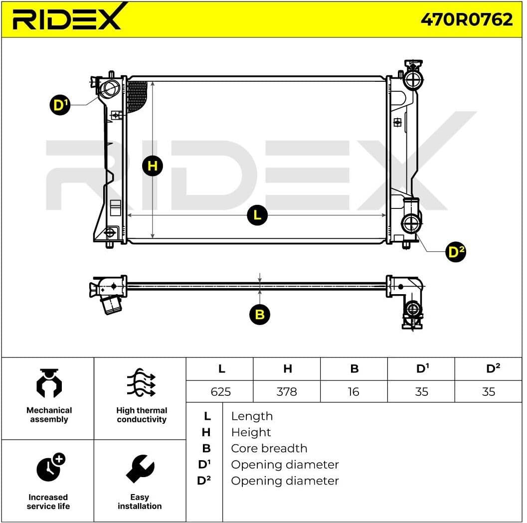 RIDEX 470R0762 Jäähdytin, moottorin jäähdytys