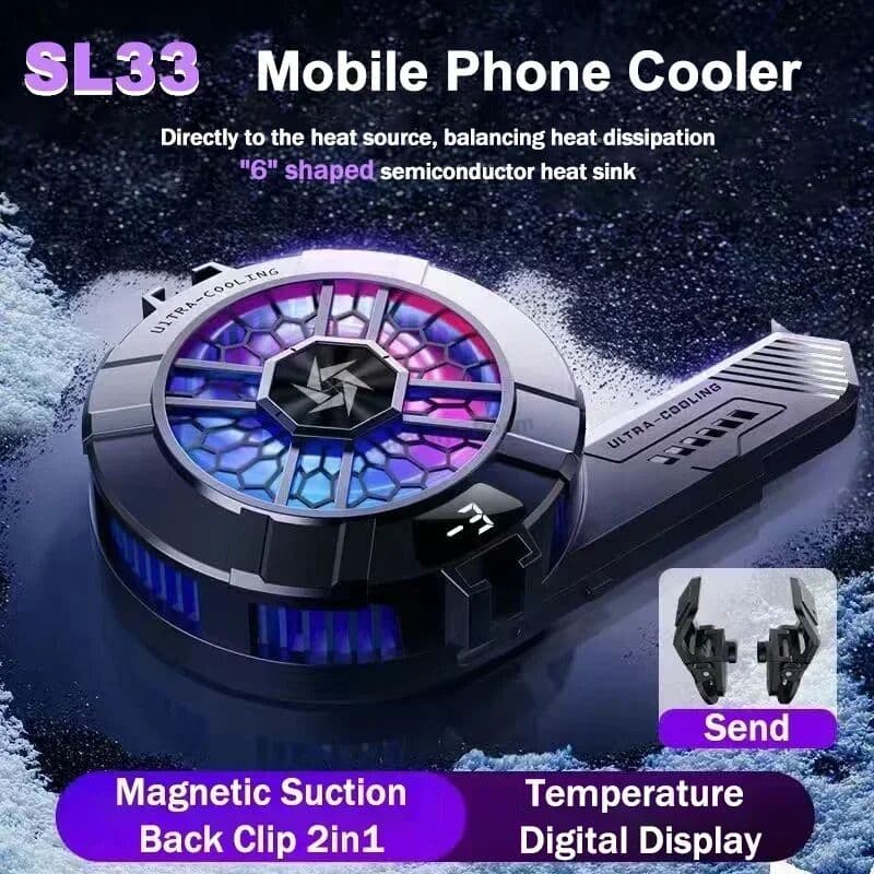 NONE SL33 6-Shaped Semiconductor Phone Cooler – Magnetic Back-Clip Radiator for iOS & Android Devices