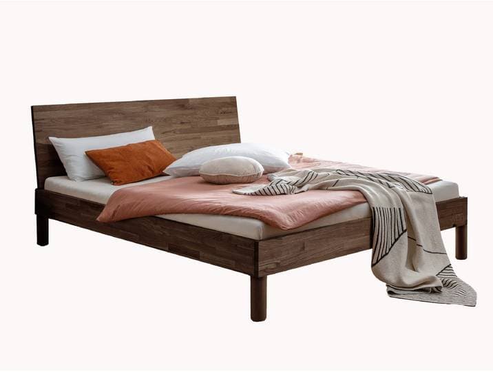 Massivholzbett Lunara - Buche weiß-lasiert - 180x200 cm - Winkel - abgerundet