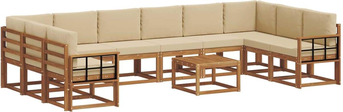 vidaXL Ensemble de canapés d'extérieur 11 pc 10 place Naturel et Beige