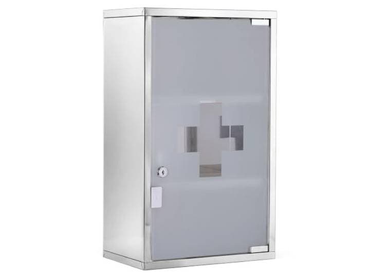 HOMCOM medicijnkastje medicijnkastje EHBO kast met slot RVS 30 x 18 x 50 cm