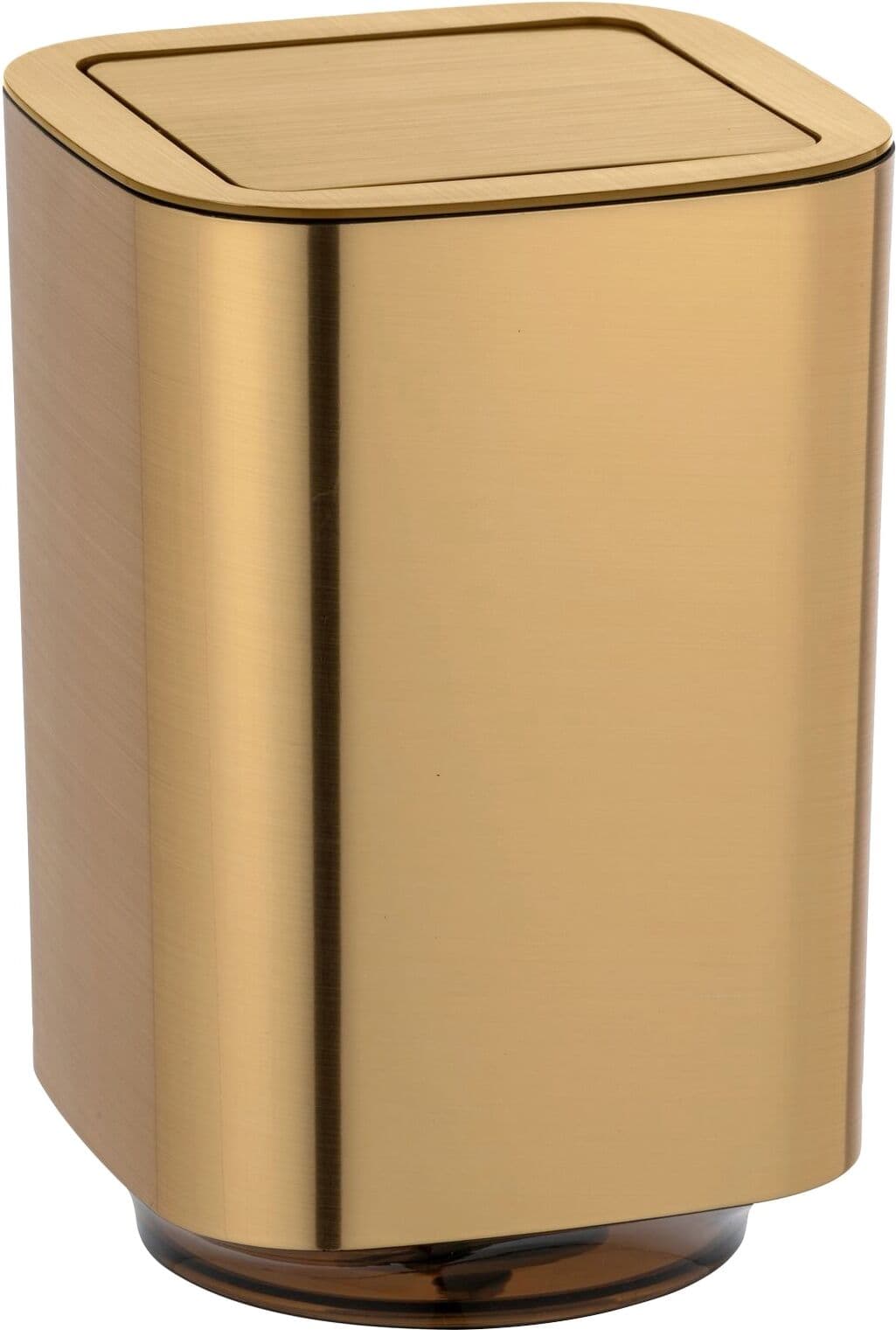 Kosmetikeimer WENKO "Auron", gold (goldfarben), B:17,2cm H:25,5cm T:17,2cm, Kunststoff, Mülleimer, Kosmetikeimer, mit Schwingdeckel, 6 Liter goldfarben B/H/T: 17,2cm x 25,5cm x 17,2cm, 6 l