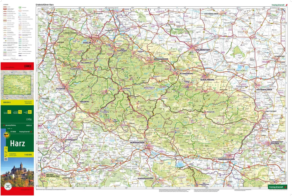 freytag & berndt Harz – Fritidskart 1:140 000 (Vannfast)