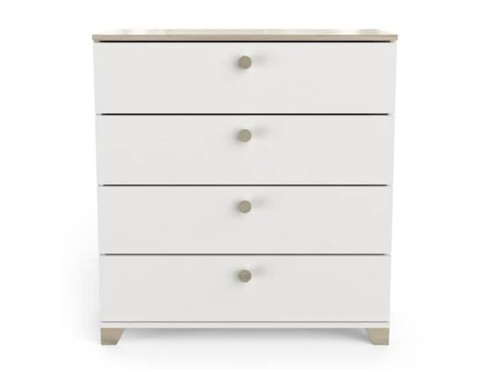 Demeyere Commodes 4 Tiroirs- Décor Chêne Kronberg et Blanc Mat- Style Contemporain- Pour Chambre- L79,7 x P41,9 x H85,1 cm