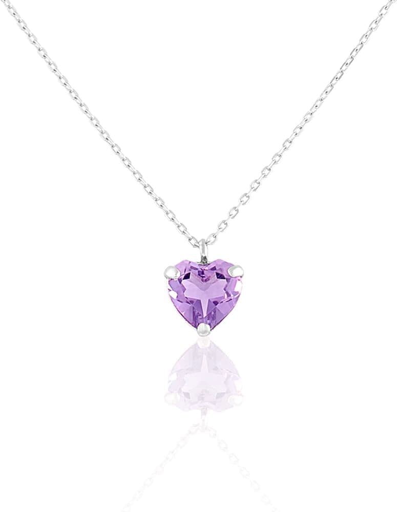 Collier Cleor En Or 375/1000 Blanc Et Améthyste Femme
