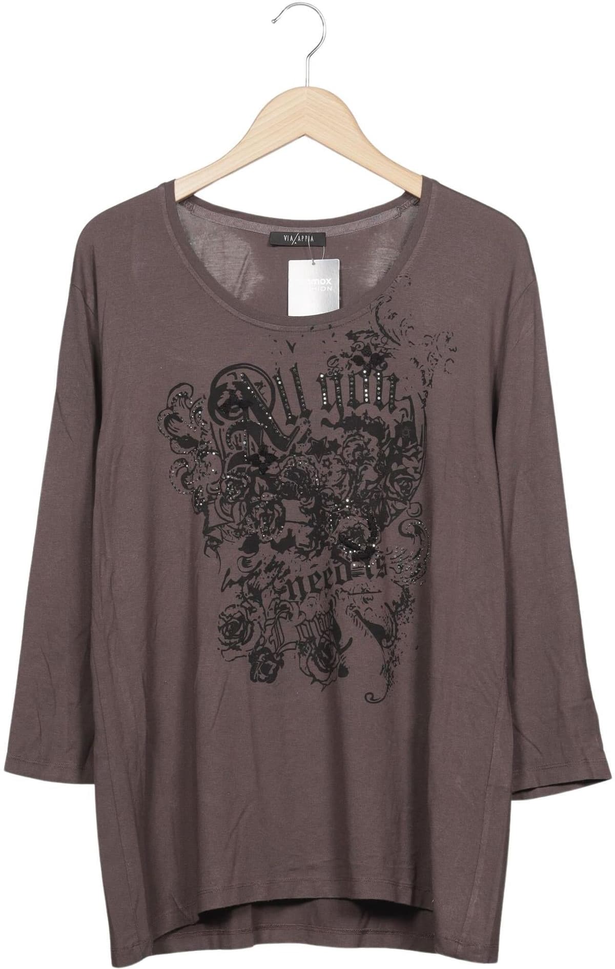 Via Appia DUE Damen Langarmshirt, Grau, Gr. EU 46, Viskose / Elasthan - Second Hand