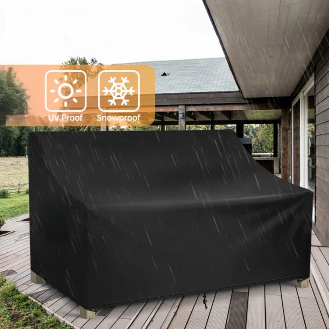 NONE Patio Sofa Cover Waterproof Outdoor Loveseat Couch Cover Heavy Duty Lawn Garden Furniture Protector Black Wicker Chair Cover