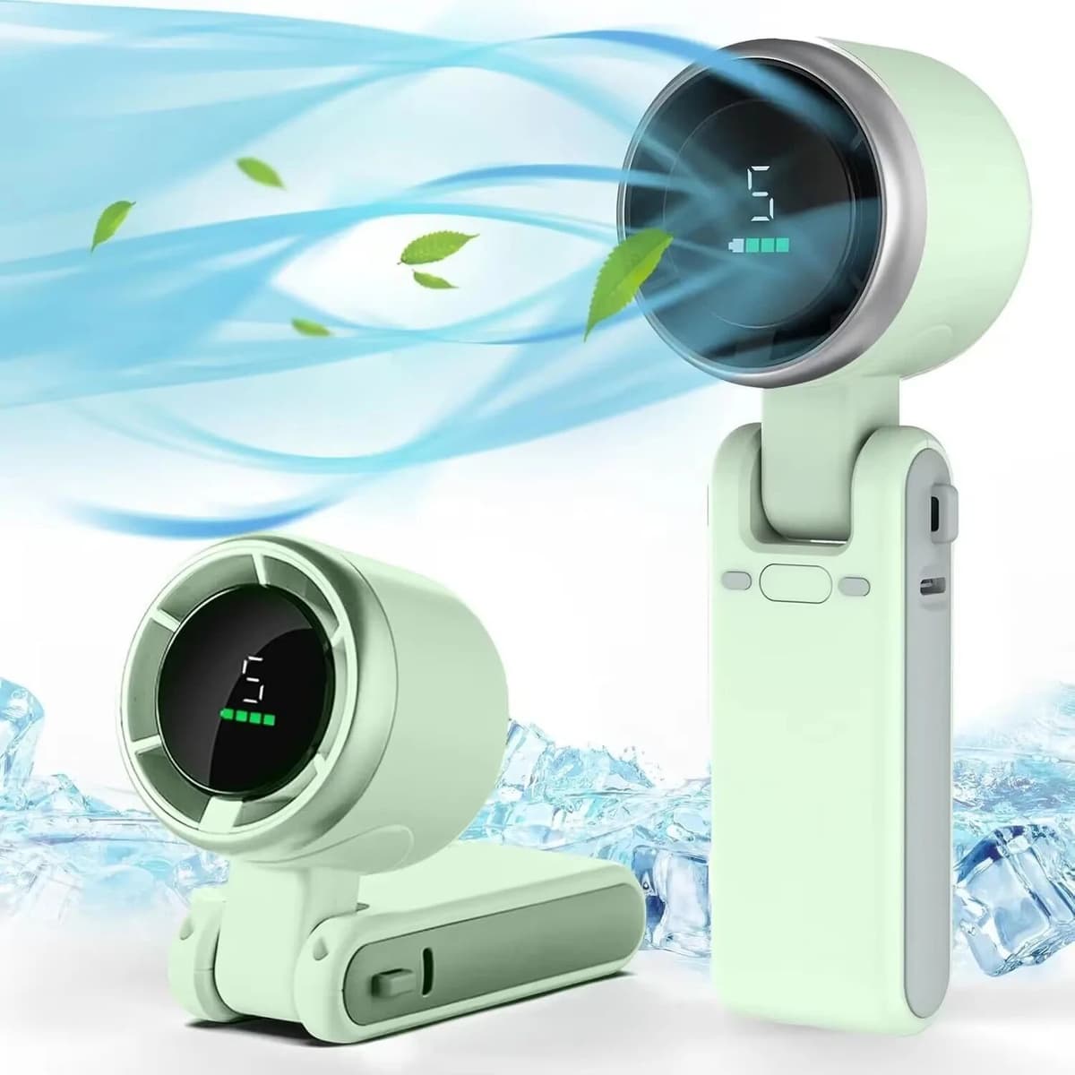 NONE Mini High-speed Handheld Fan USB Charging Digital Display Portable Desktop Folding Hanging Camping Violent Turbo Fan