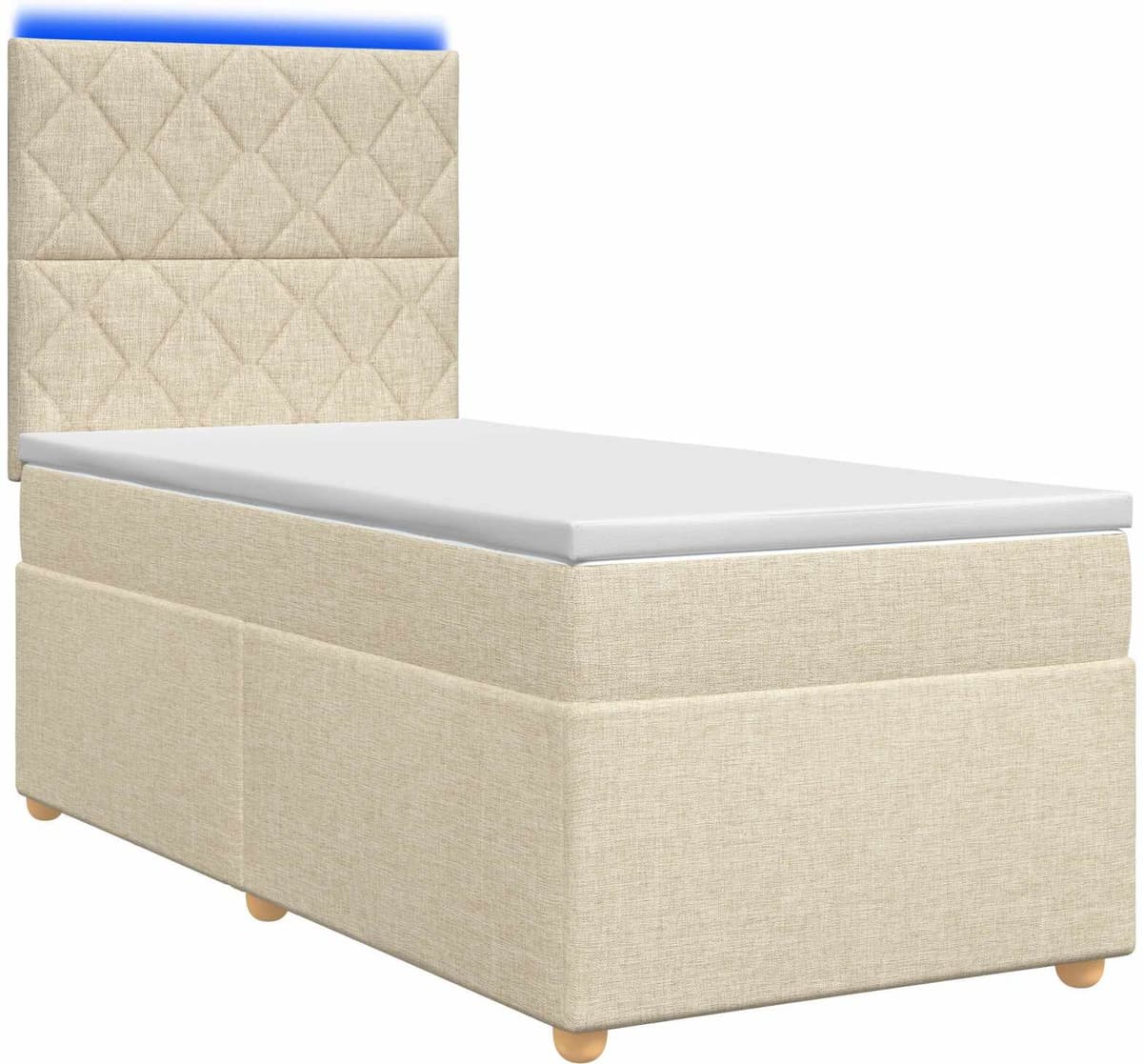 vidaXL Lit boxspring avec matelas Crème 100 x 200 cm Tissu