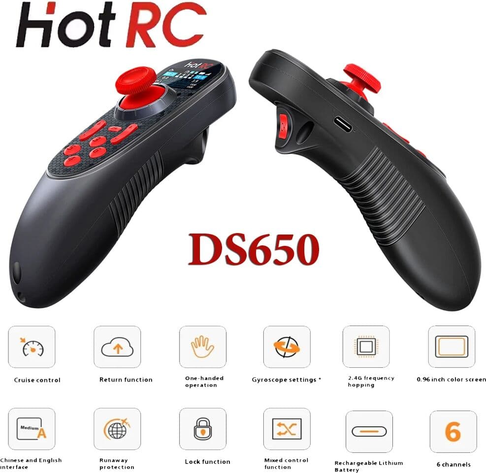 NONE HOTRC DS-650 6CH 2.4G Transmitter Remote Controller Radio System Color Screen F-06A Receiver for RC Car Boat Model Upgrade Parts