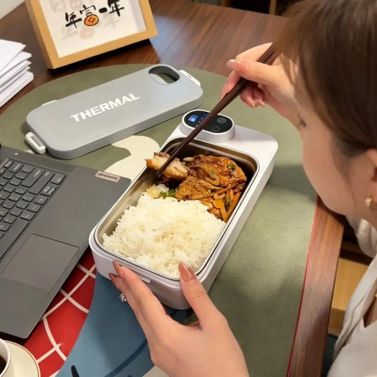 others Portable Heated Insulated Lunch Box Student Office Workers White Automatic Heating Meal Box Home Use Bento Box Food Warmer