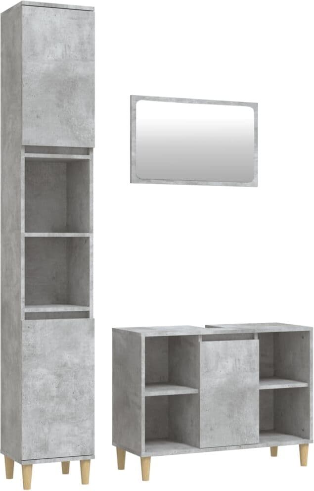 vidaXL Ensemble de meubles de salle de bain 3 pcs gris béton