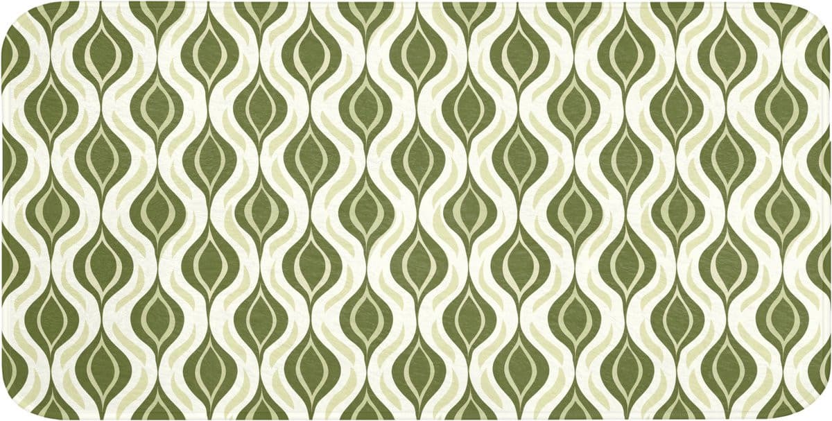 OnlyWow WC mat met retro patroon in het groen, antislip, 120 x 60 cm