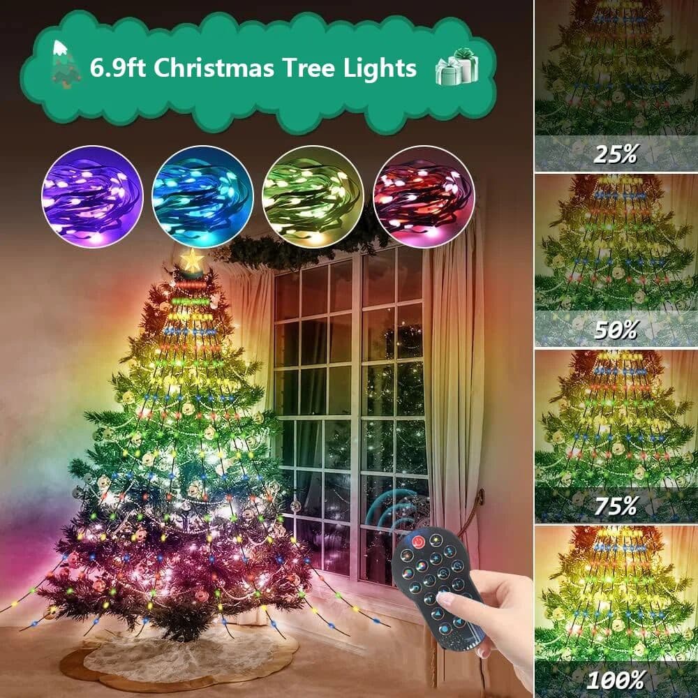 OPENRGB USB 2.1M 400LEDs Christmas Lights Holiday String Lights with Star Shape, Smart LED Xmas Tree for Indoor Outdoor Decor