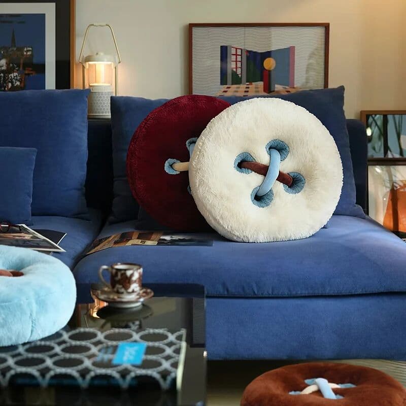 NONE Adult Button Pattern Pillow Cushion Home Decoration Bedroom Sofa Bedside Soft Outfit Fabric Lumbar Support