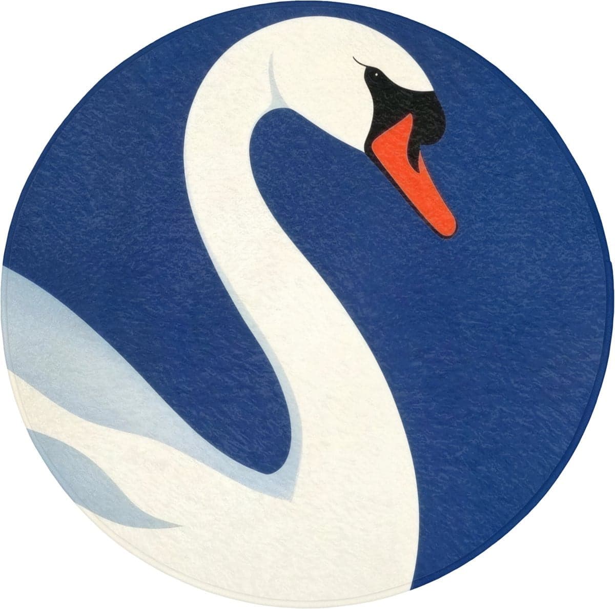 OnlyWow WC mat rond met zwaan illustratie - Wit - 70 x 70 cm