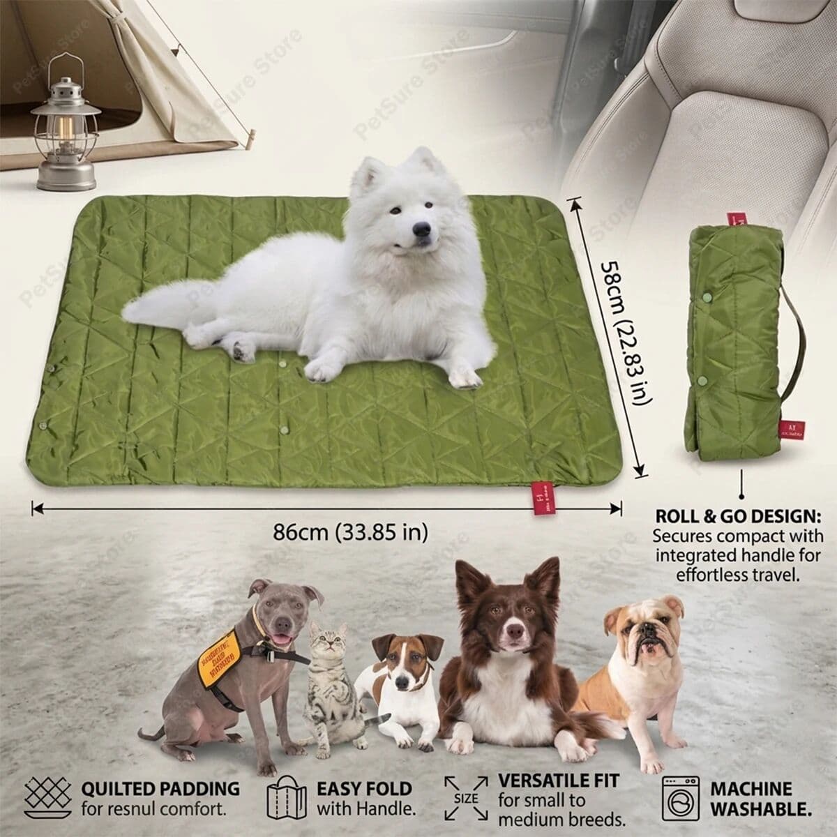 NONE Pet Dog Picnic Travel Mat Waterproof Foldable Portable Bed Blankets Outdoor Universal All Breeds Dog Lightweight Camping Mat