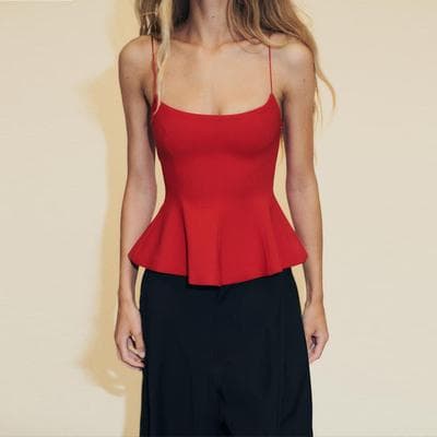 Daily Deals Depot Elegant Off Shoulder Slim Fit Summer Blouse For Women red l