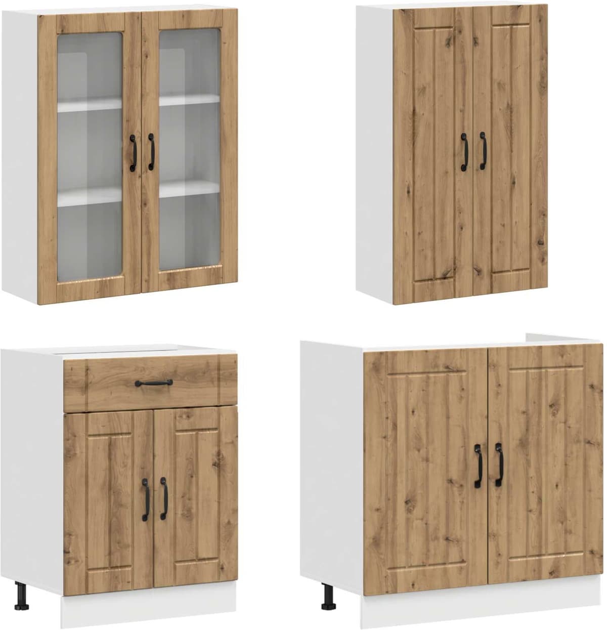 vidaXL Unité de cuisine LUCCA 4 pc Chêne artisanal Bois d'ingénierie