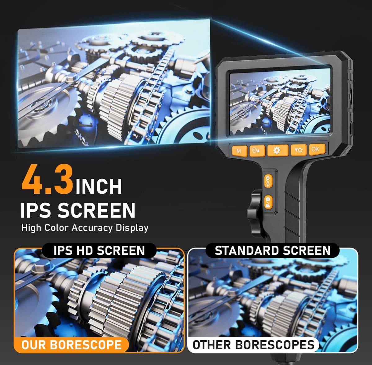 LAFOCH 360° Two-Way Rotary Articulating Endoscope Camera HD 1080P 3.9mm Car Inspection Borescope Industrial Endoscope 1-2m Cable