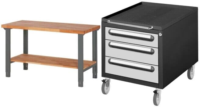 Set STIER Höhenverstellbarer Werktisch Premium mit Ablageboden BxTxH...