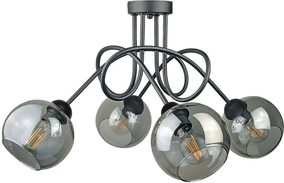 Metro Betzie Glass Semi Flush Mount Black