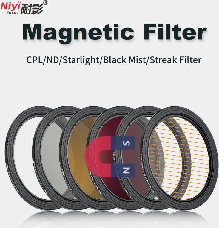 NiYi Magnetic Filter Lens Front Filter Quick Release UV ND8 ND64 CPL Starlight Streak Filter 1/4 1/8 Black Mist 52mm 58mm 67mm 77mm