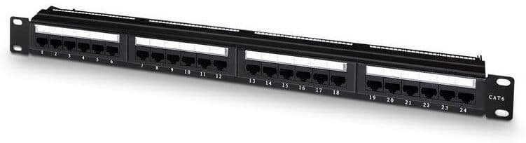 Patch Panel Cat.6 UTP 24 Puertos para Rack19 (Negro) - Nanocable