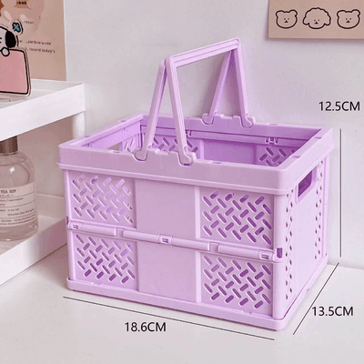 Youfap Market Portable Multi Color Storage Basket Desktop Organizer, Multifunctional Sundries Foldable Storage Box For Snacks purple