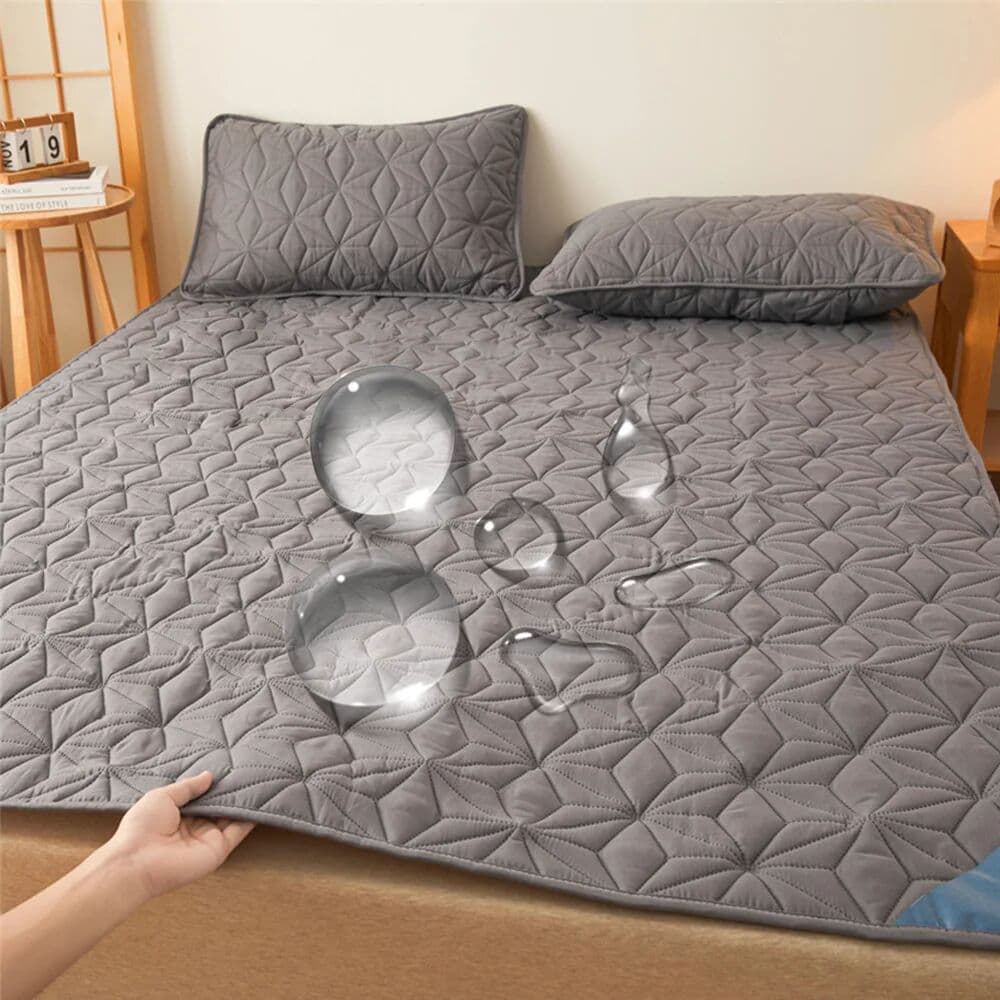 Anqianny Wasserdichter Matratzenaufsatz mit elastischem Band, gesteppte Schutzpolsterung, Tagesdecke, Wintermatratzenbezug für Einzel-/Doppelbett 140/160
