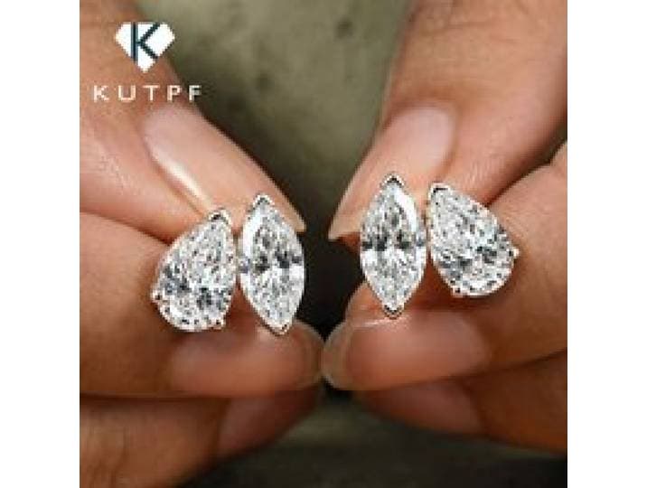 4cttw Marquise & Pear Cut Moissanite Stud Oorbellen met Certificaat 2 Diamond Oorstekers voor Vrouwen Bruiloft S925 Zilveren Fijne Sieraden