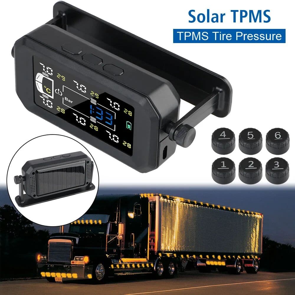 NONE H13 Truck Car Tyre Pressure Monitor 6 External Sensors Tire Pressure Monitoring System Intelligent Temperature Warning Fuel Save
