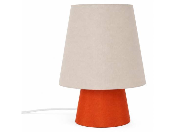 Relaxdays Tischlampe, Leinen, HxD: 36 x 28 cm, E27, Tischleuchte mit Kabel, Wohn- & Schlafzimmer, Lampe, creme/rotorange