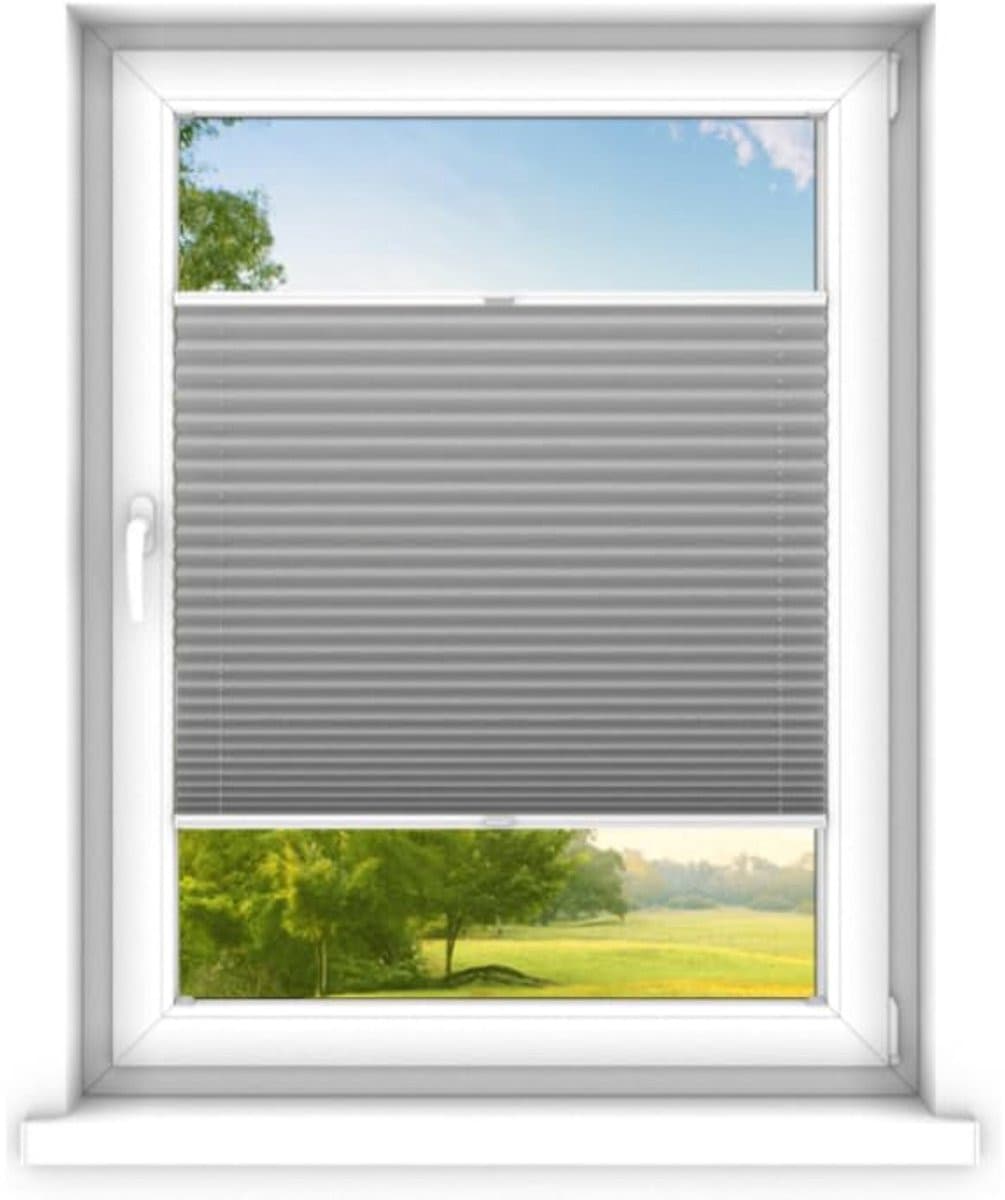 time4blinds Plisségordijn zonder boren op maat gemaakt - Staal - 80 x 160 cm