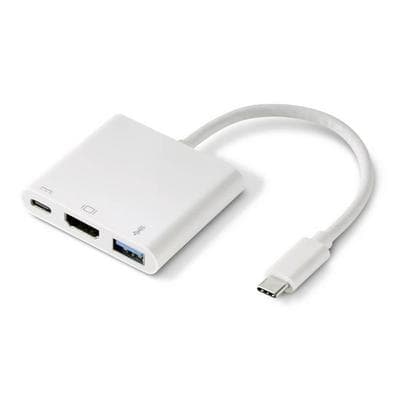 Renkforce RF-4366444 Adapter [1x USB-C® Stecker - 1x HDMI-Buchse, USB 3.2 Gen 1 Buchse A (USB 3.0), USB-C® Buchse] Weiß