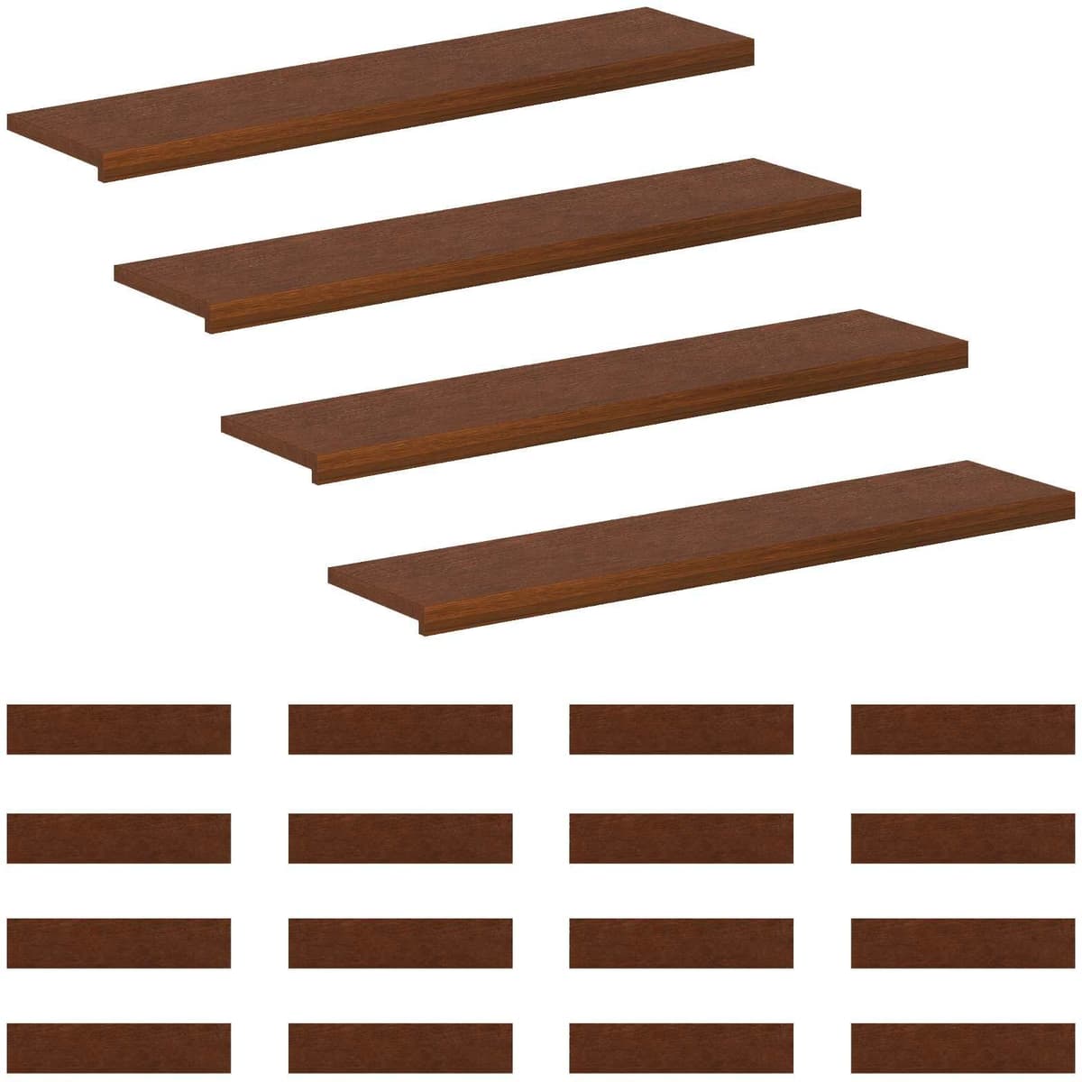 vidaXL Nez de marche 20 pièces 120 x 30 x 2 cm Marron foncé