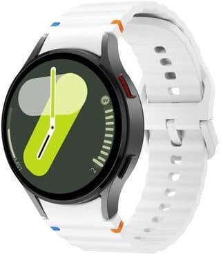 Everyday Crate Samsung Galaxy Watch FE 40mm Silicone Watch Band Wave Pattern Adjustable Replacement Strap white