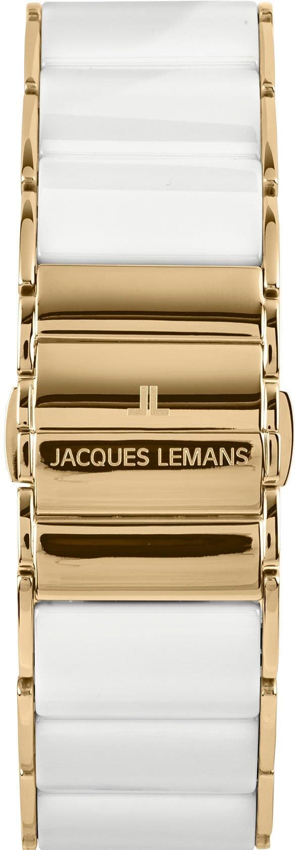 Keramikuhr JACQUES LEMANS "Dublin", gold (weiß, goldfarben), Armbanduhren, Damen, Keramikuhr, Quarzuhr, Armbanduhr, Damenuhr, bis 5 bar wasserabweisend