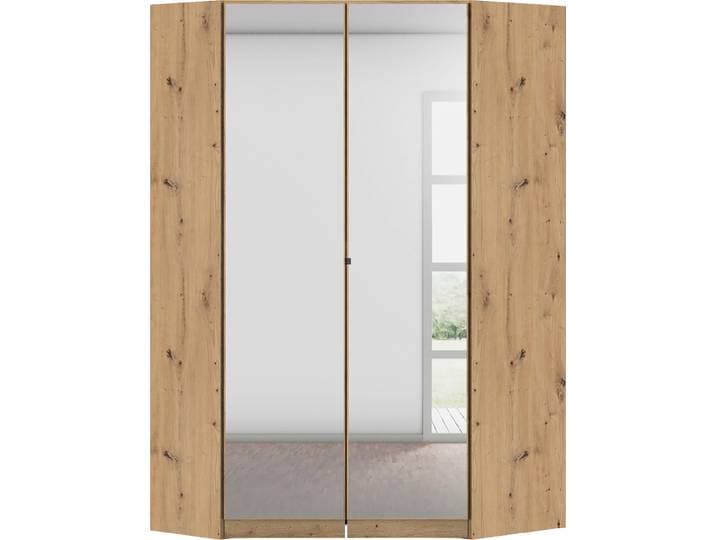 Eckkleiderschrank RAUCH Kleiderschrank Schrank Garderobe Wäscheschrank COSTA Größe 117x104 cm , braun (eiche artisan), B:117cm H:197cm T:104cm, Holzwerkstoff, Schränke, Eckkleiderschrank, mit Spiegel, voll ausgestattet mit viel Stauraum MADE IN GERMANY