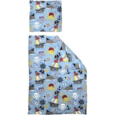 Kinderbettwäsche ADAM "Pirates", blau, B/L: 200cm x 135cm, 1 Stk., 1 Stk., Renforcé, B/L: 80cm x 80cm, 2 Stk., Renforcé, Obermaterial: 100% Baumwolle, Bettwäsche