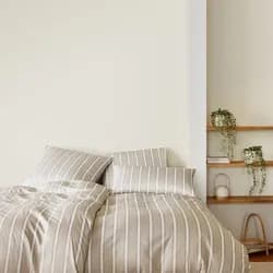 elegante Mako Jersey Bettwäsche Refrain 140x220 cm + 70x90 cm | natur - beige