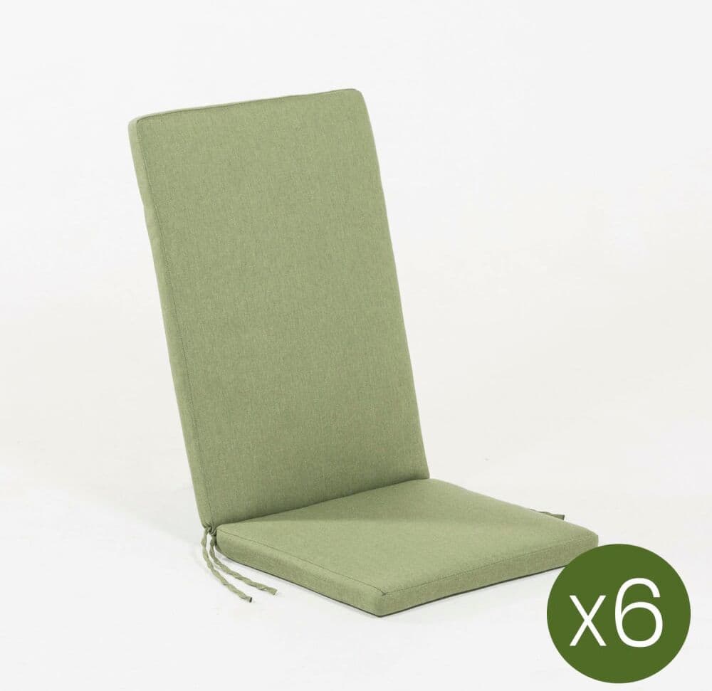 Edenjardin Pack 6 cojines para sillones de exterior repelente al agua verde